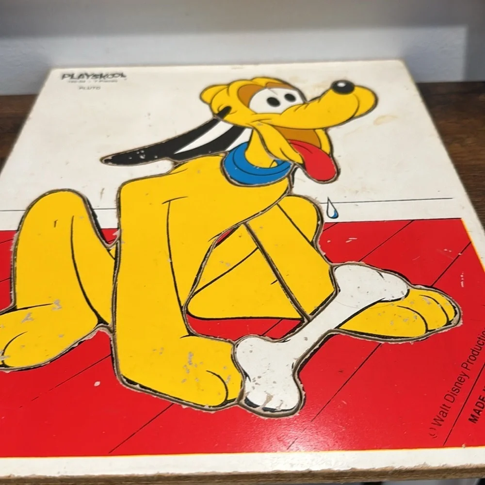 Vintage Toy Playskool Walt Disney Pluto Wooden Puzzle - 7 Pieces